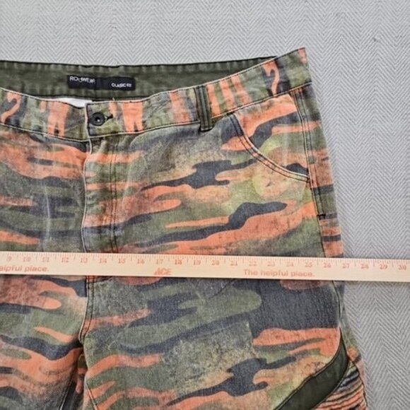 Rocawear Jeans Men's 42x32 Y2K Baggy Loose Green Orange Camo Denim Classic Fit - Picture 4 of 13